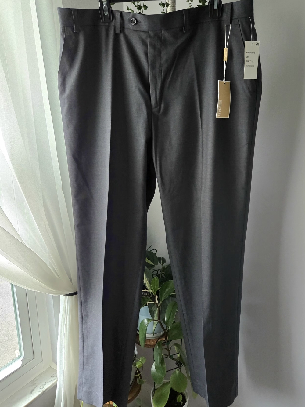 NWT Michael Kors Men's Flat Front Dress Pants Gray Slacks 38x32 Corporate